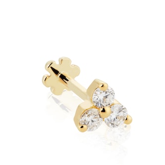 Maria Tash 18ct Yellow Gold 0.10ct Diamond Trinity Single Threaded Stud Earring Maria Tash 18ct Yellow Gold 0.10ct Diamond Trinity Single Threaded Stud Earring