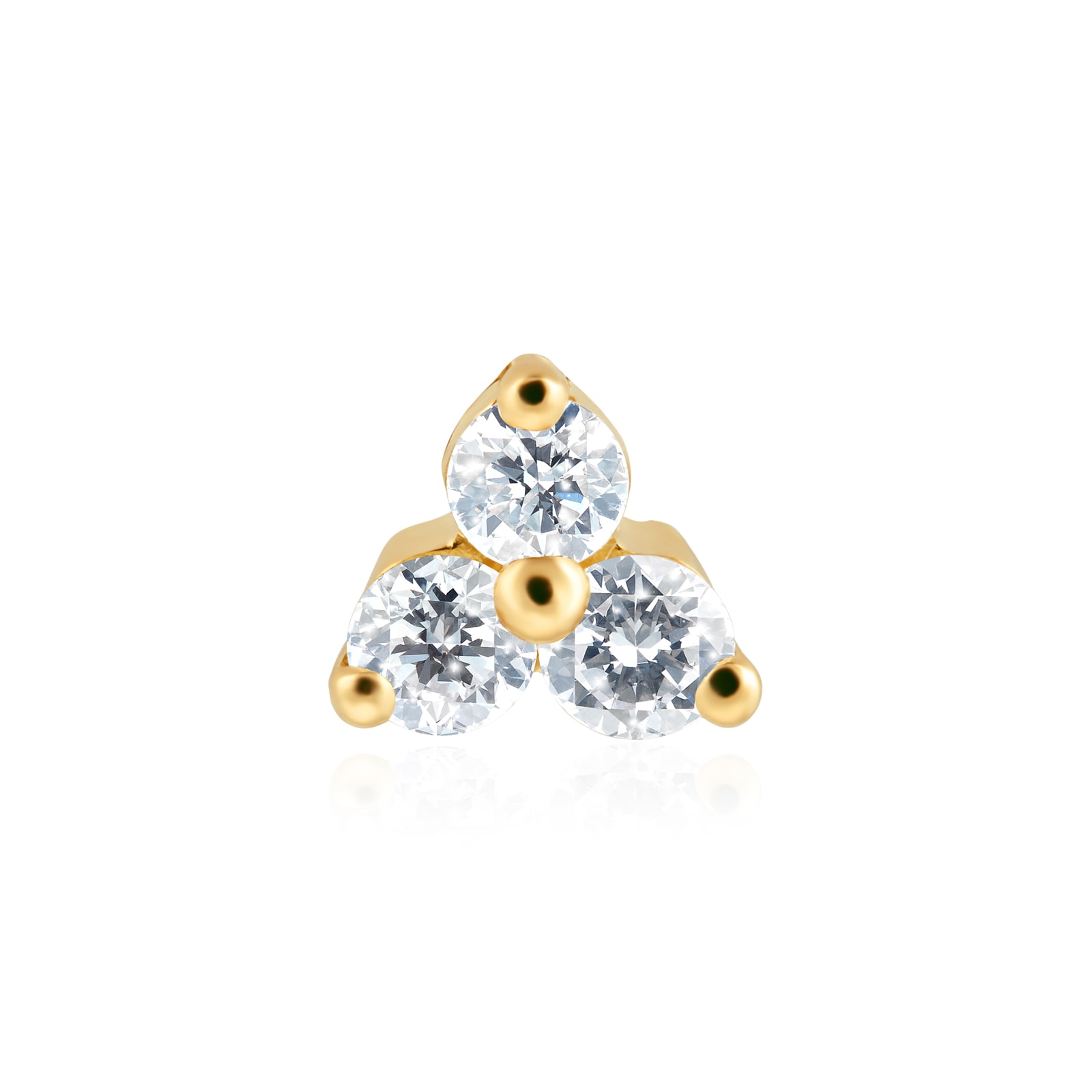 Maria Tash 18ct Yellow Gold 0.10ct Diamond Trinity Single Threaded Stud Earring Maria Tash 18ct Yellow Gold 0.10ct Diamond Trinity Single Threaded Stud Earring