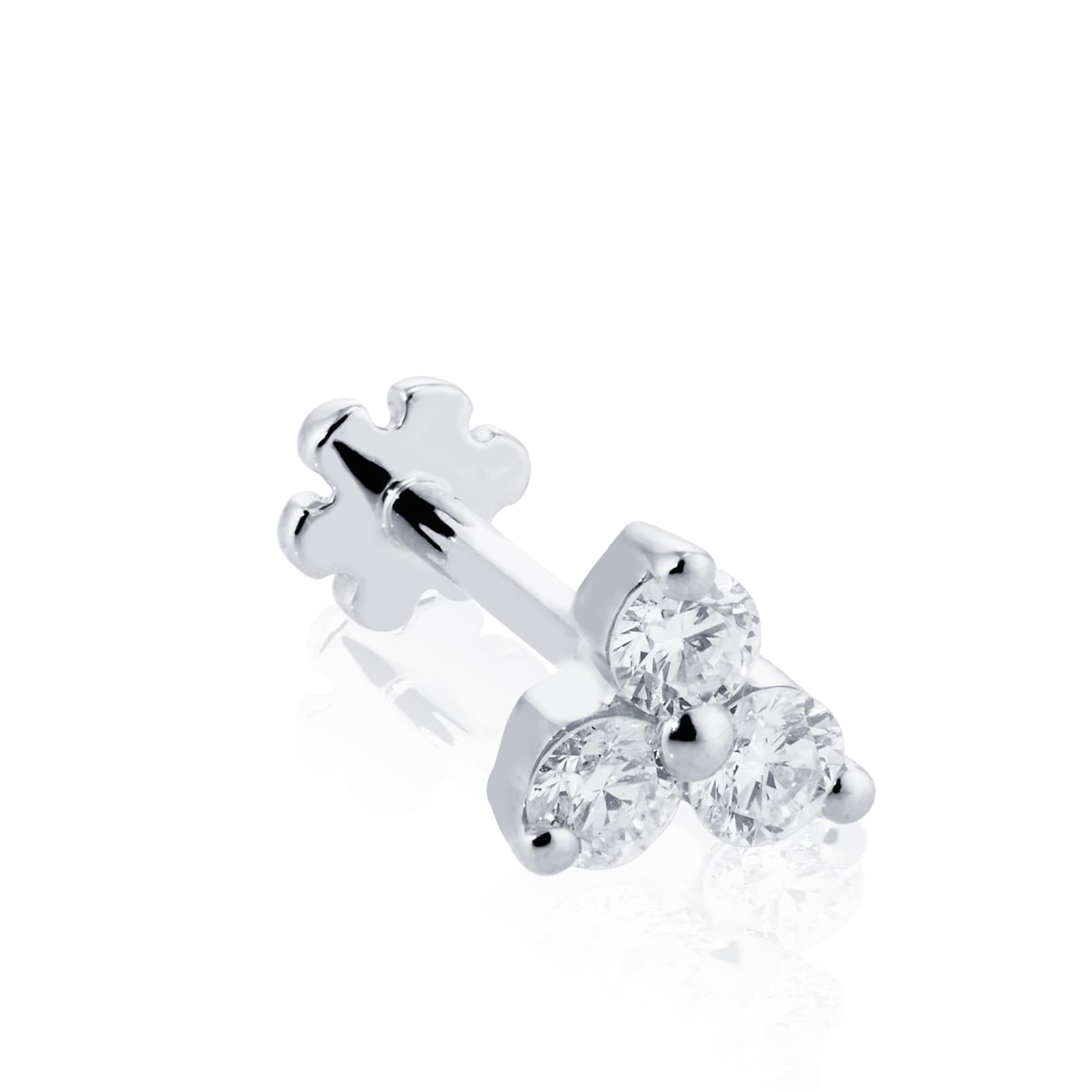 Maria Tash White Gold 0.10ct Diamond Trinity Single Threaded Stud Earring