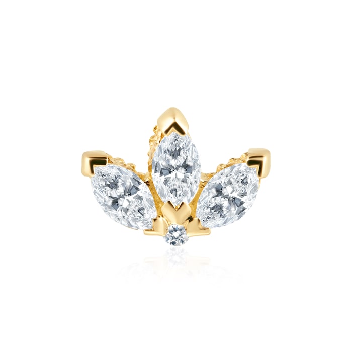 Maria Tash 18ct Yellow Gold 0.13ct Diamond Lotus Single Threaded Stud Earring