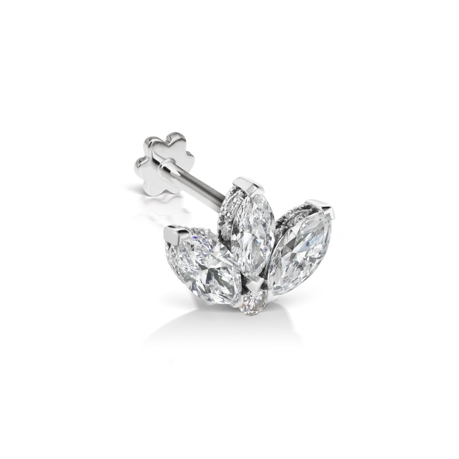Maria Tash 18ct White Gold 0.13ct Diamond Lotus Single Threaded Stud Earring Maria Tash 18ct White Gold 0.13ct Diamond Lotus Single Threaded Stud Earring
