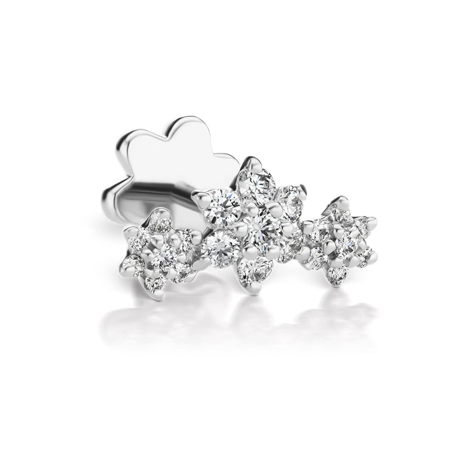 Maria Tash 18ct White Gold Flower 0.17ct Diamond Single Threaded Stud Earring