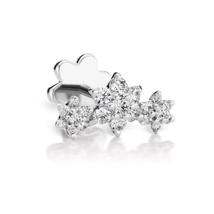 Maria Tash 18ct White Gold Flower 0.17ct Diamond Single Threaded Stud Earring