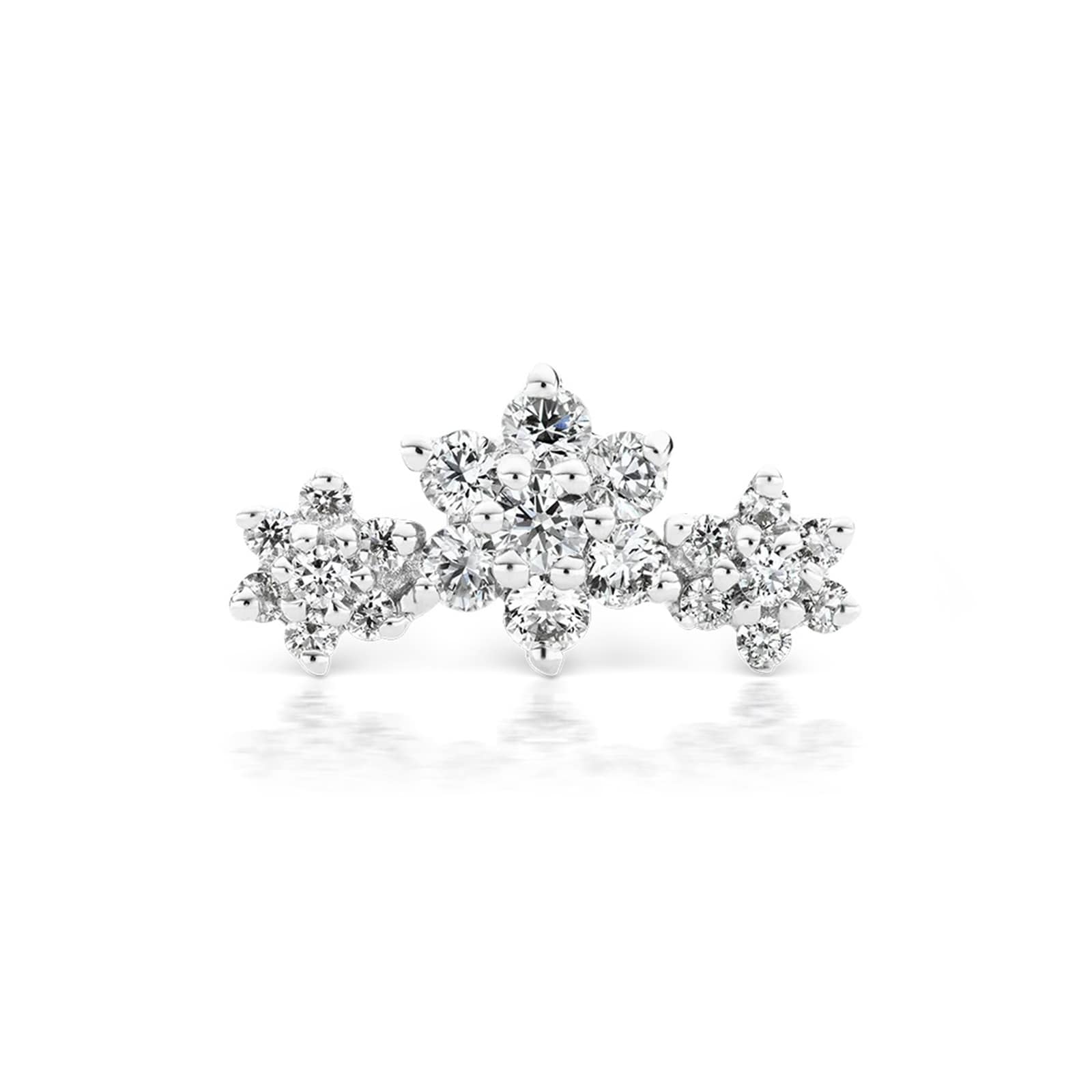 Maria Tash 18ct White Gold Flower 0.17ct Diamond Single Threaded Stud Earring