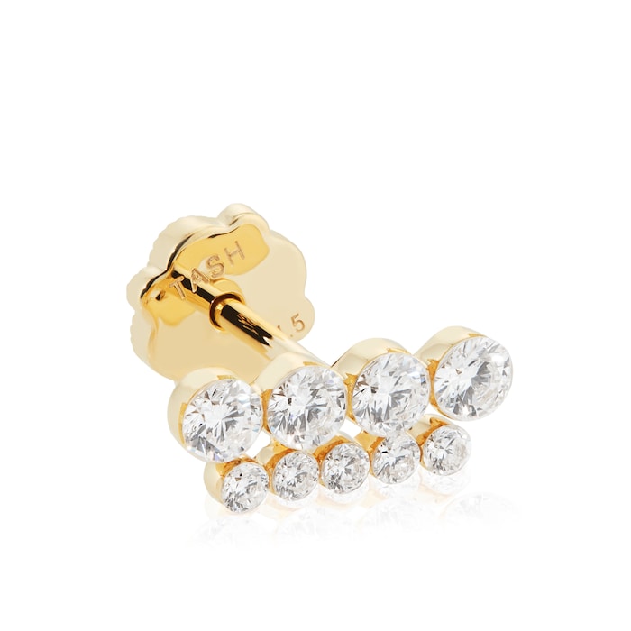 Maria Tash 18ct Yellow Gold Invisible Set 0.39ct Diamond Single Threaded Stud Earring