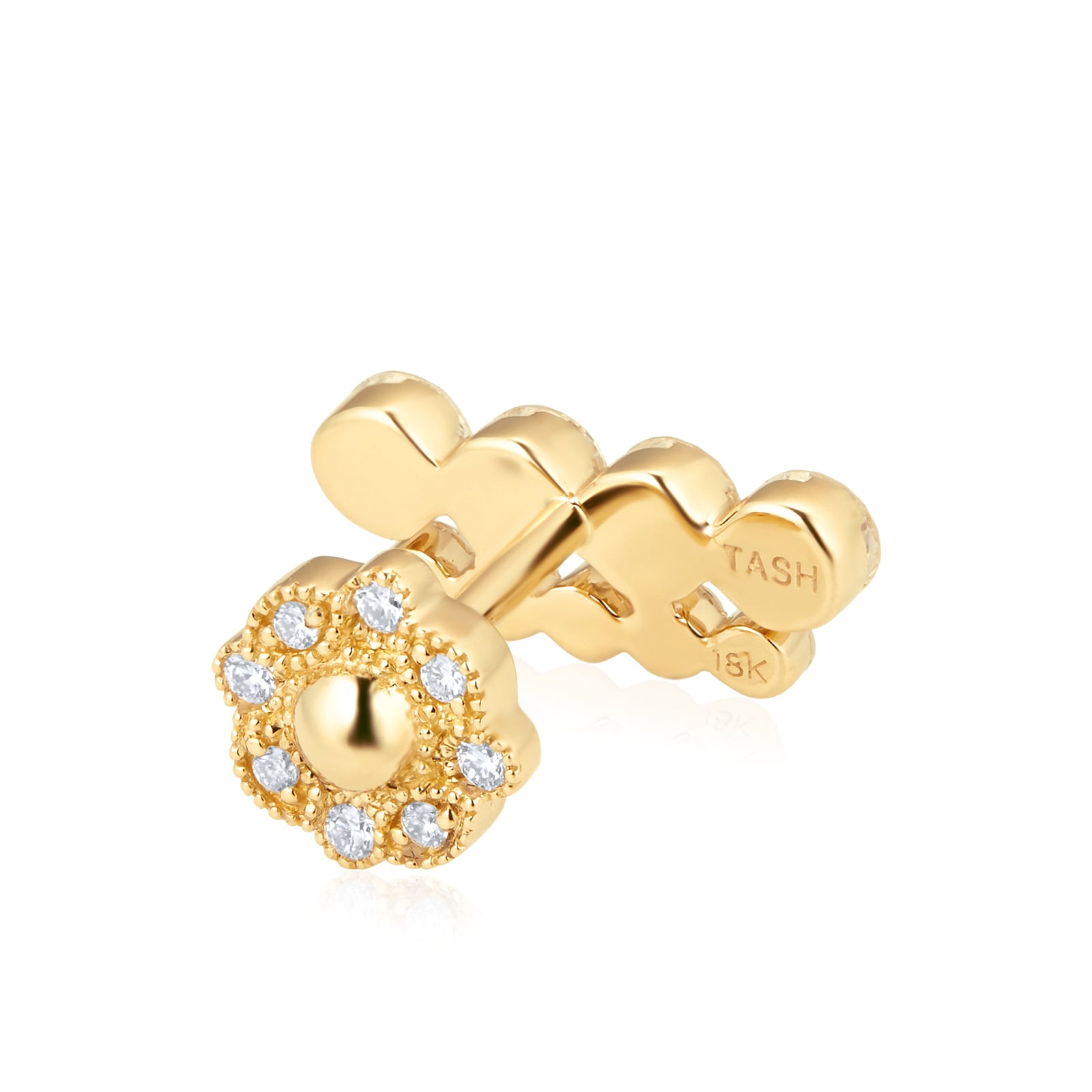 Maria Tash 18ct Yellow Gold Invisible Set 0.39ct Diamond Single Threaded Stud Earring Maria Tash 18ct Yellow Gold Invisible Set 0.39ct Diamond Single Threaded Stud Earring