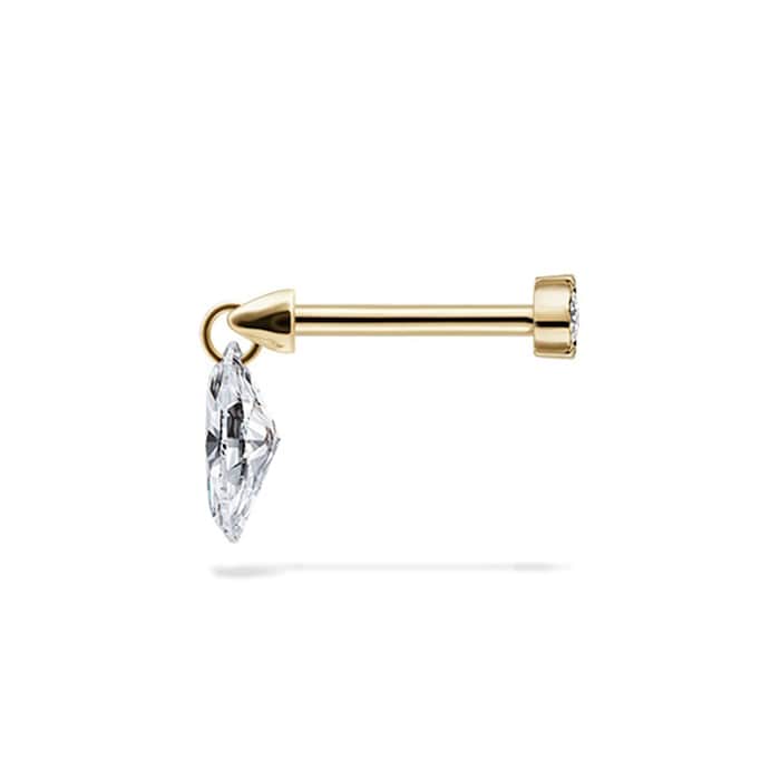 Maria Tash 18ct Yellow Gold Marquise 0.22ct Diamond Single Threaded Stud Earring
