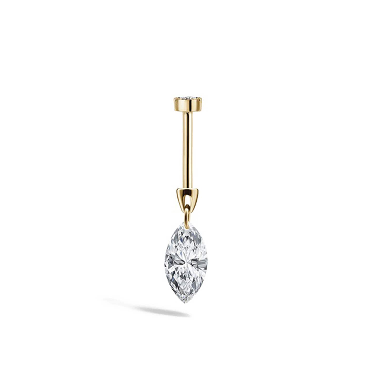 Maria Tash 18ct Yellow Gold Marquise 0.22ct Diamond Single Threaded Stud Earring
