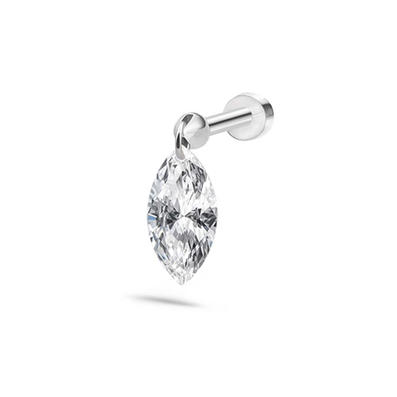 Maria Tash 18ct White Gold Marquise 0.22ct Diamond Single Threaded Stud Earring