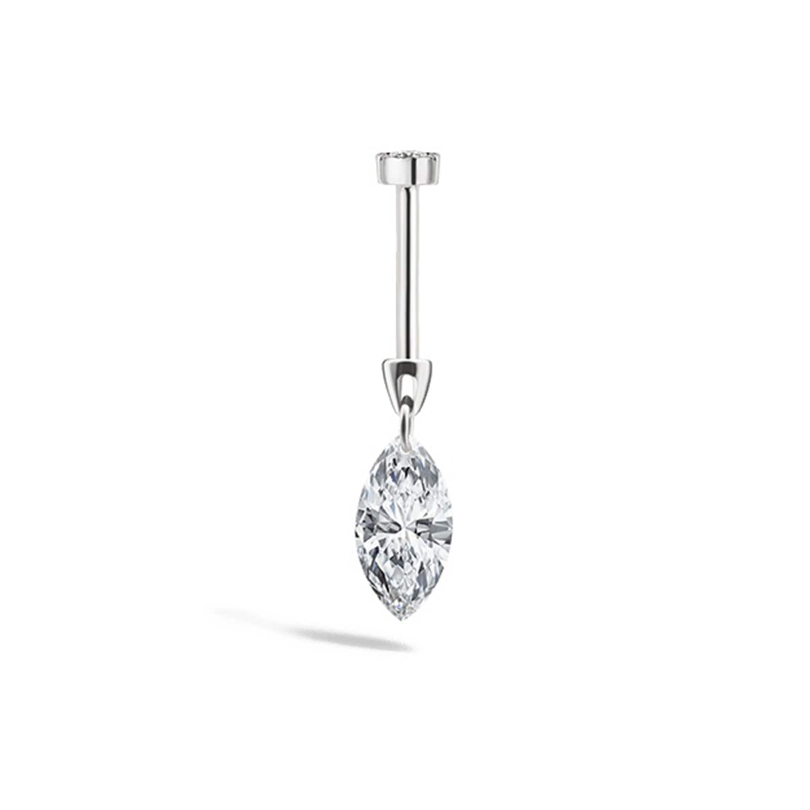 Maria Tash 18ct White Gold Marquise 0.22ct Diamond Single Threaded Stud Earring Maria Tash 18ct White Gold Marquise 0.22ct Diamond Single Threaded Stud Earring