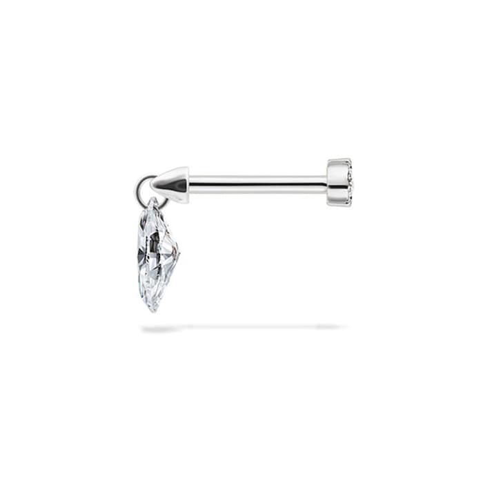 Maria Tash 18ct White Gold Marquise 0.22ct Diamond Single Threaded Stud Earring