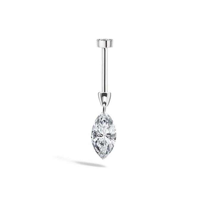 Maria Tash 18ct White Gold Marquise 0.22ct Diamond Single Threaded Stud Earring