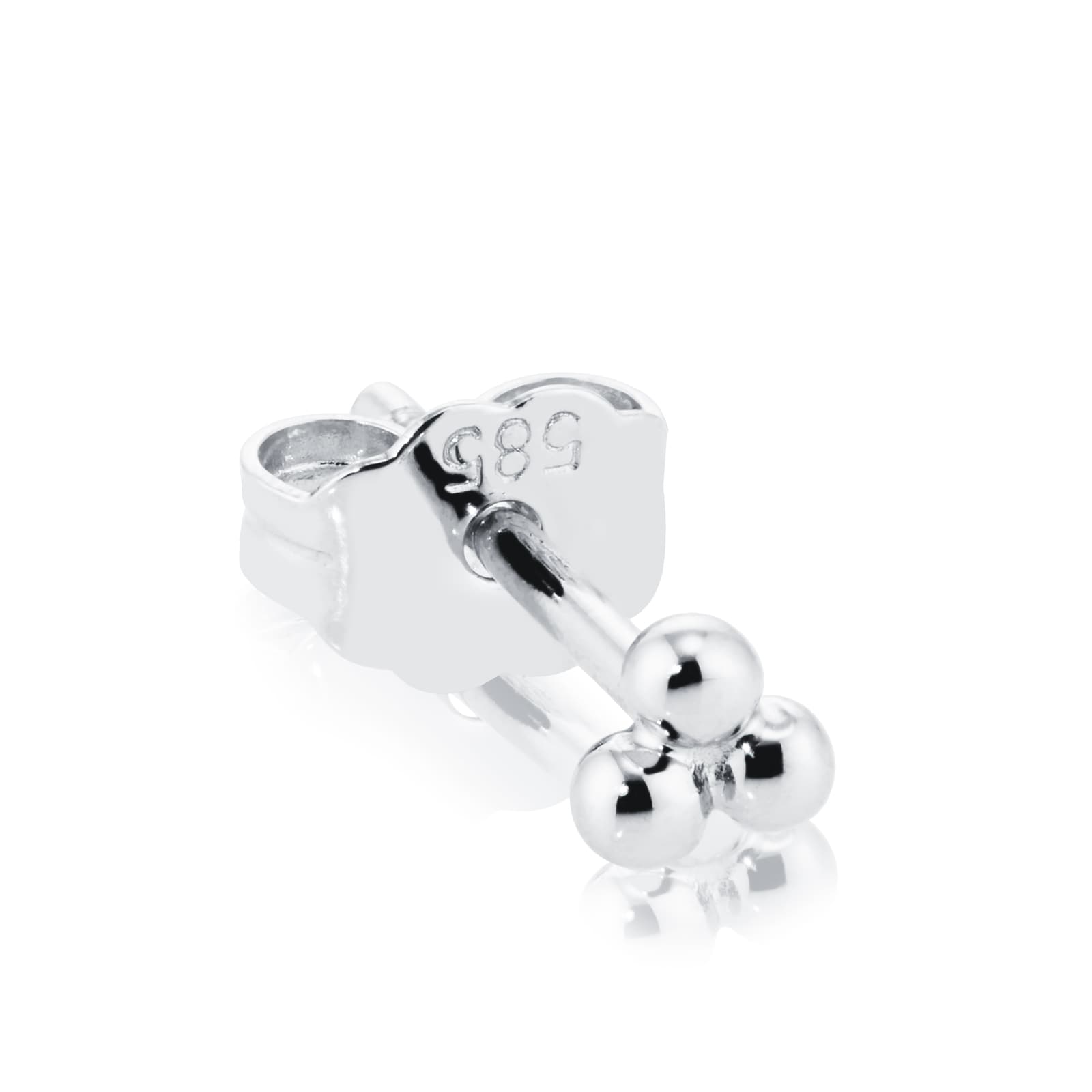 14ct White Gold Ball Trinity Single Traditional Stud Earring