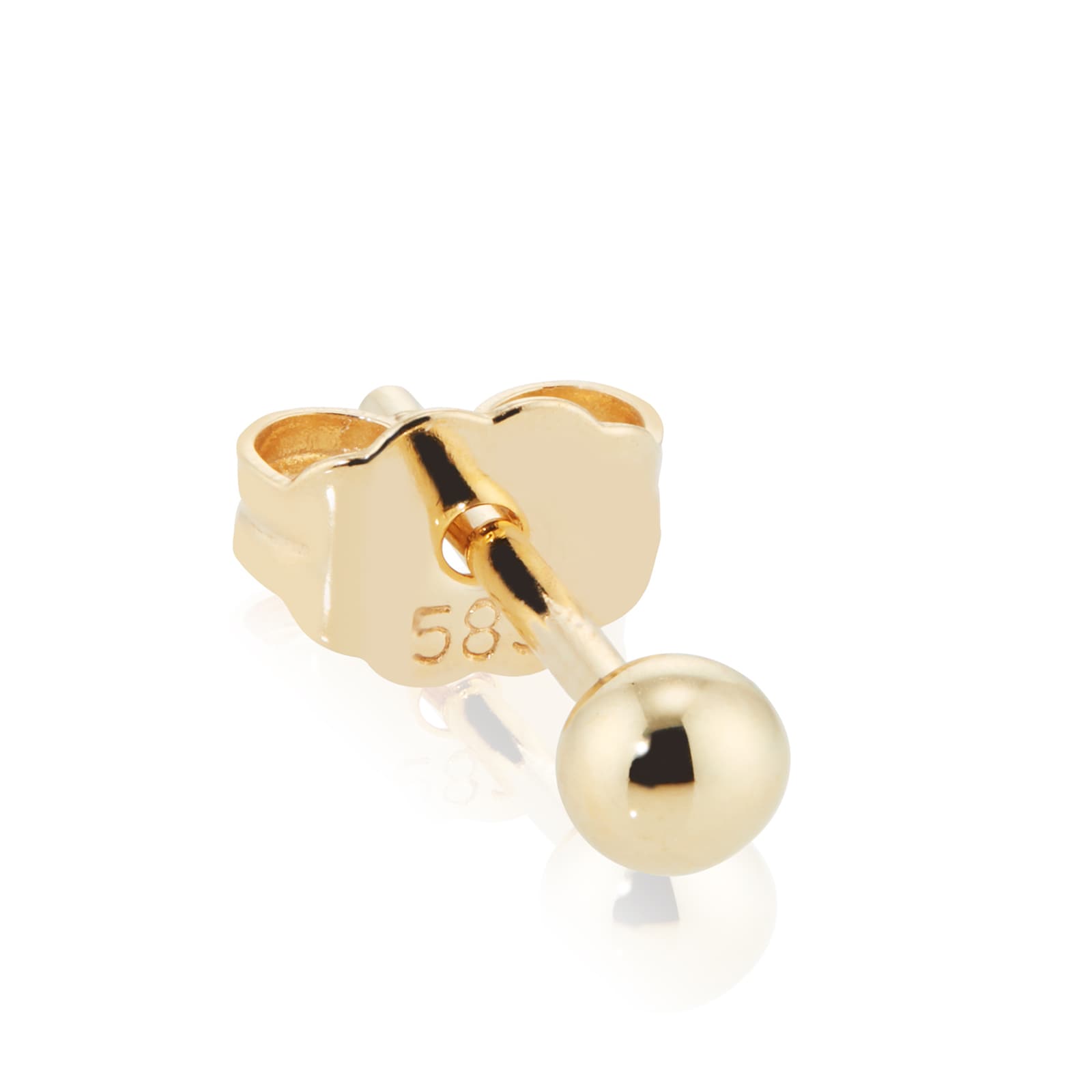 14ct Yellow Gold Ball Single Traditional Stud Earring