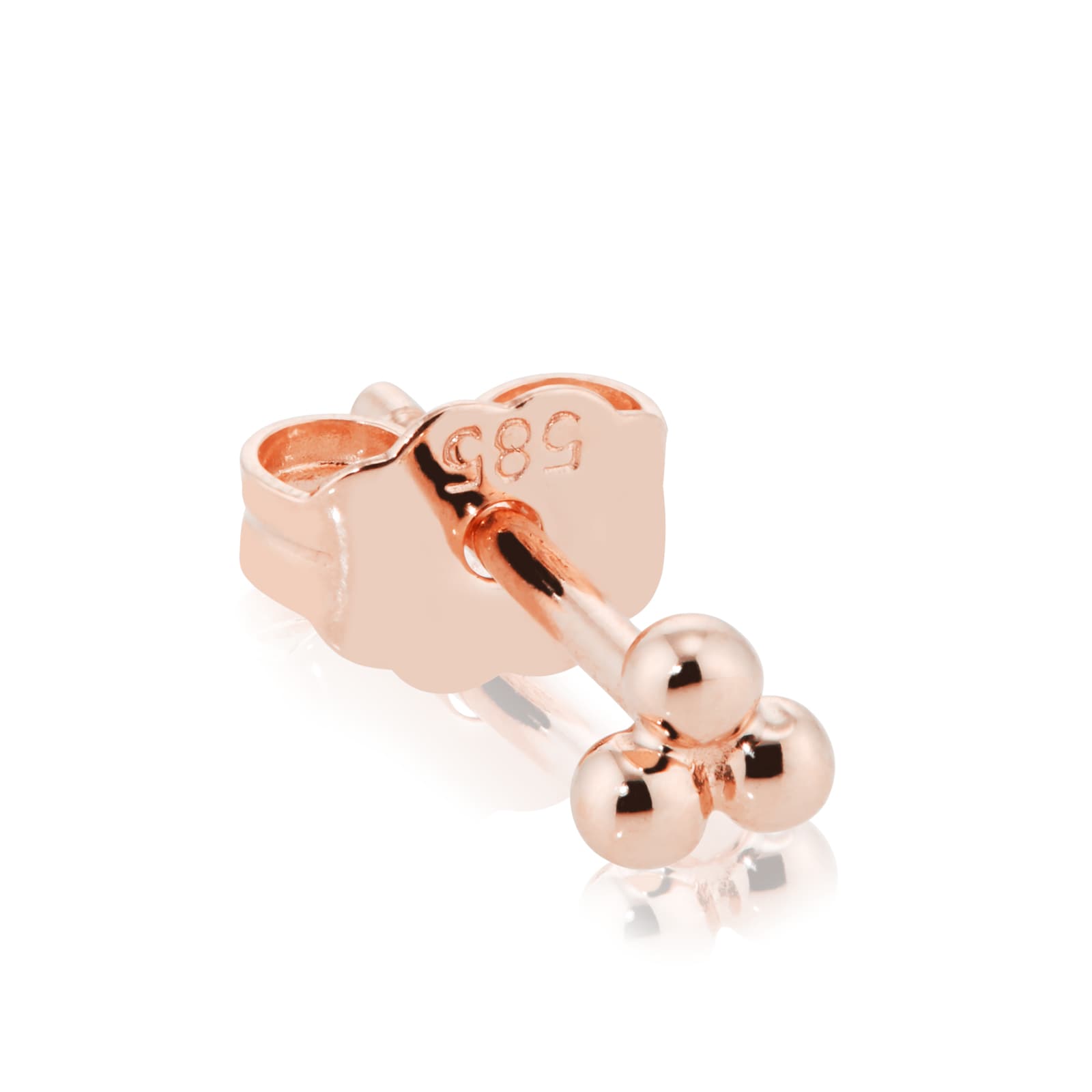 14ct Rose Gold Ball Trinity Single Traditional Stud Earring