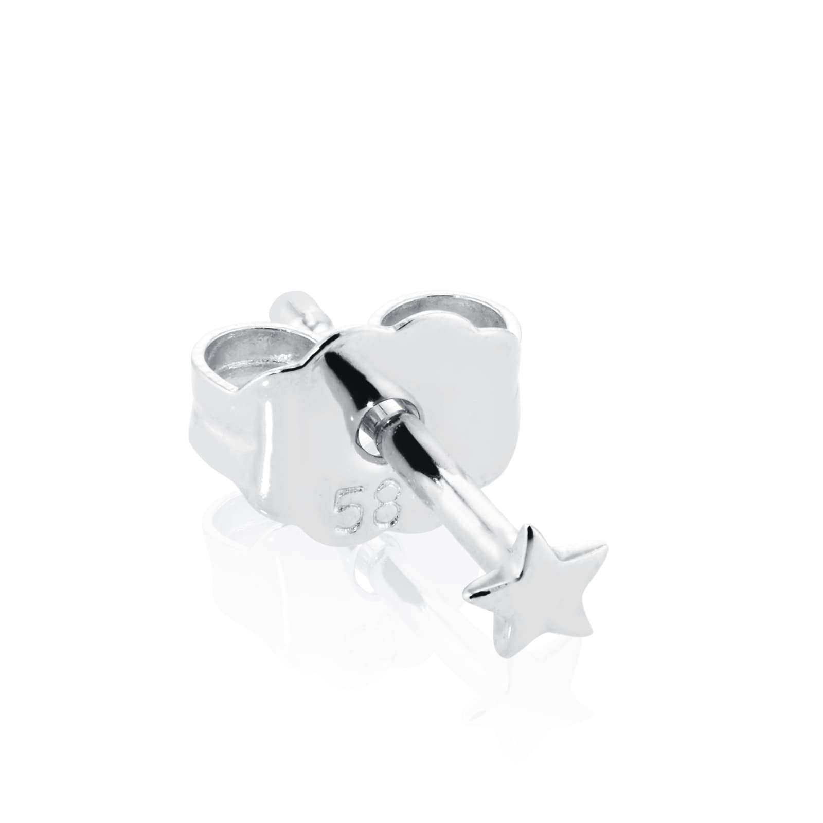 14ct White Gold Star Single Traditional Stud Earring