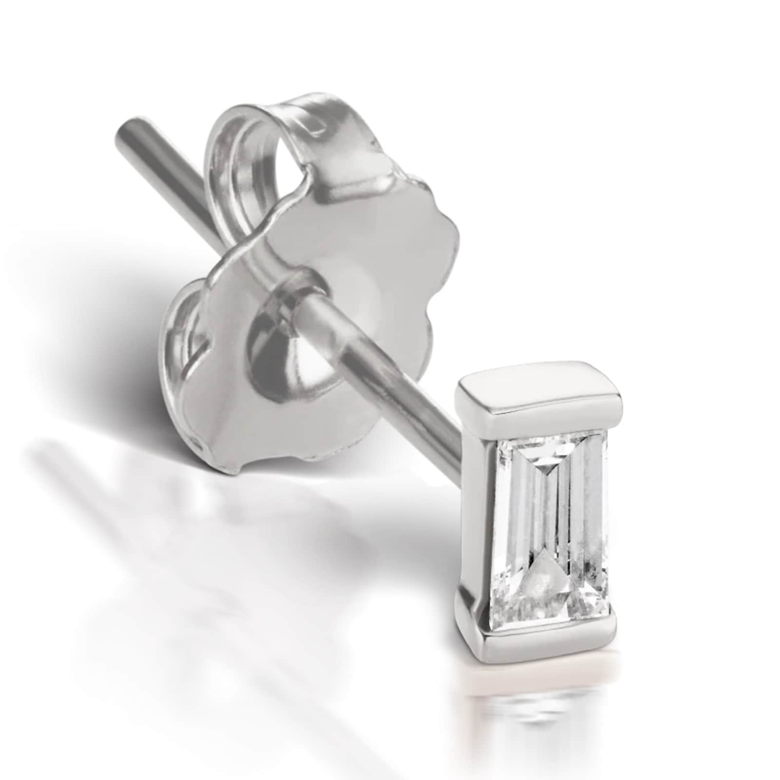 Maria Tash 18ct White Gold Baguette 0.06ct Diamond Single Traditional Stud Earring Maria Tash 18ct White Gold Baguette 0.06ct Diamond Single Traditional Stud Earring