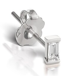 37910102 - 18ct White Gold Baguette 0.06ct Diamond Single Traditional Stud Earring