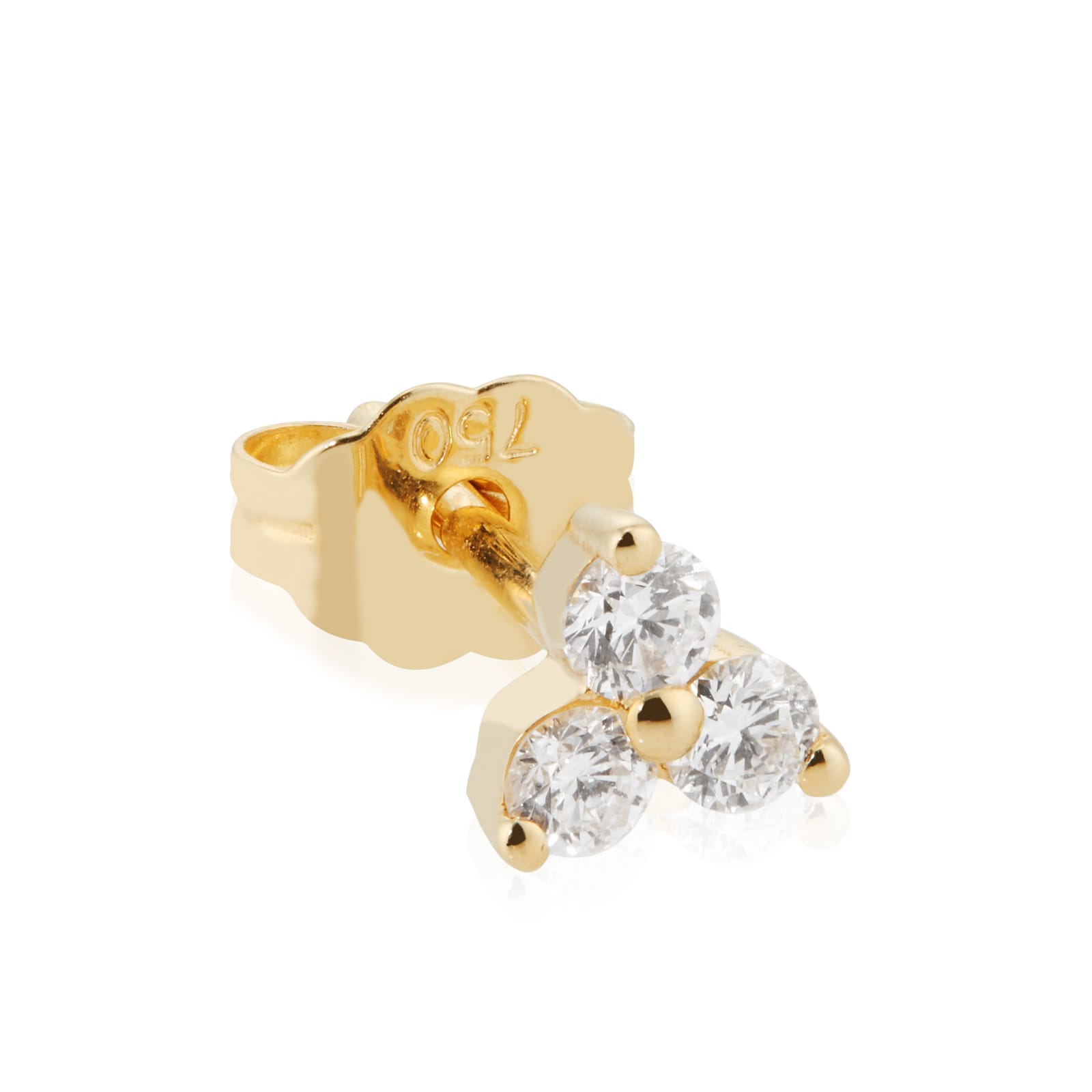 Maria Tash 18ct Yellow Gold 0.10ct Diamond Trinity Single Traditional Stud Earring Maria Tash 18ct Yellow Gold 0.10ct Diamond Trinity Single Traditional Stud Earring