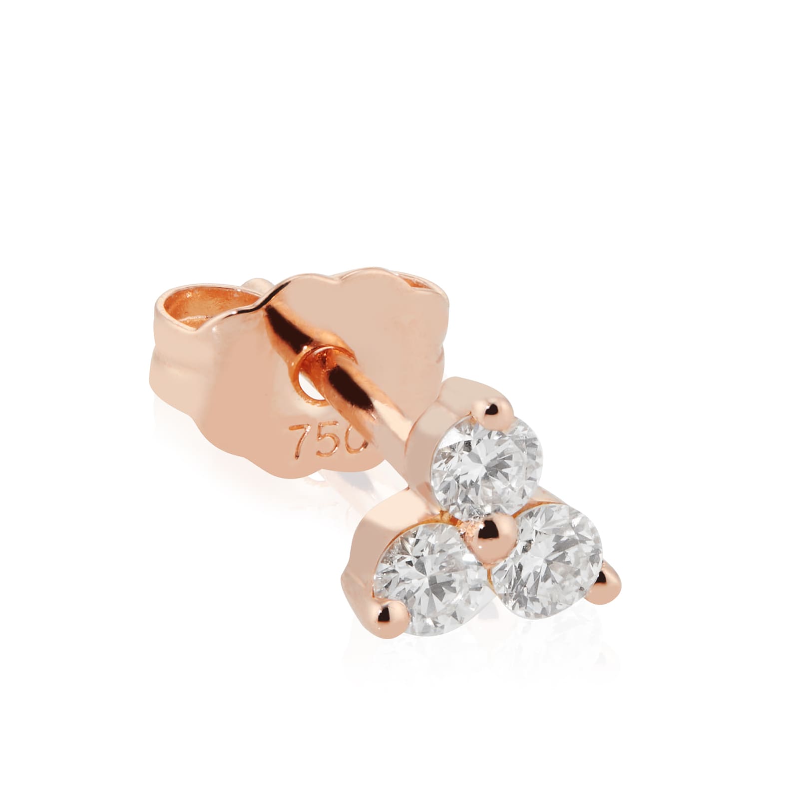 Maria Tash 18ct Rose Gold 0.10ct Diamond Trinity Single Traditional Stud Earring