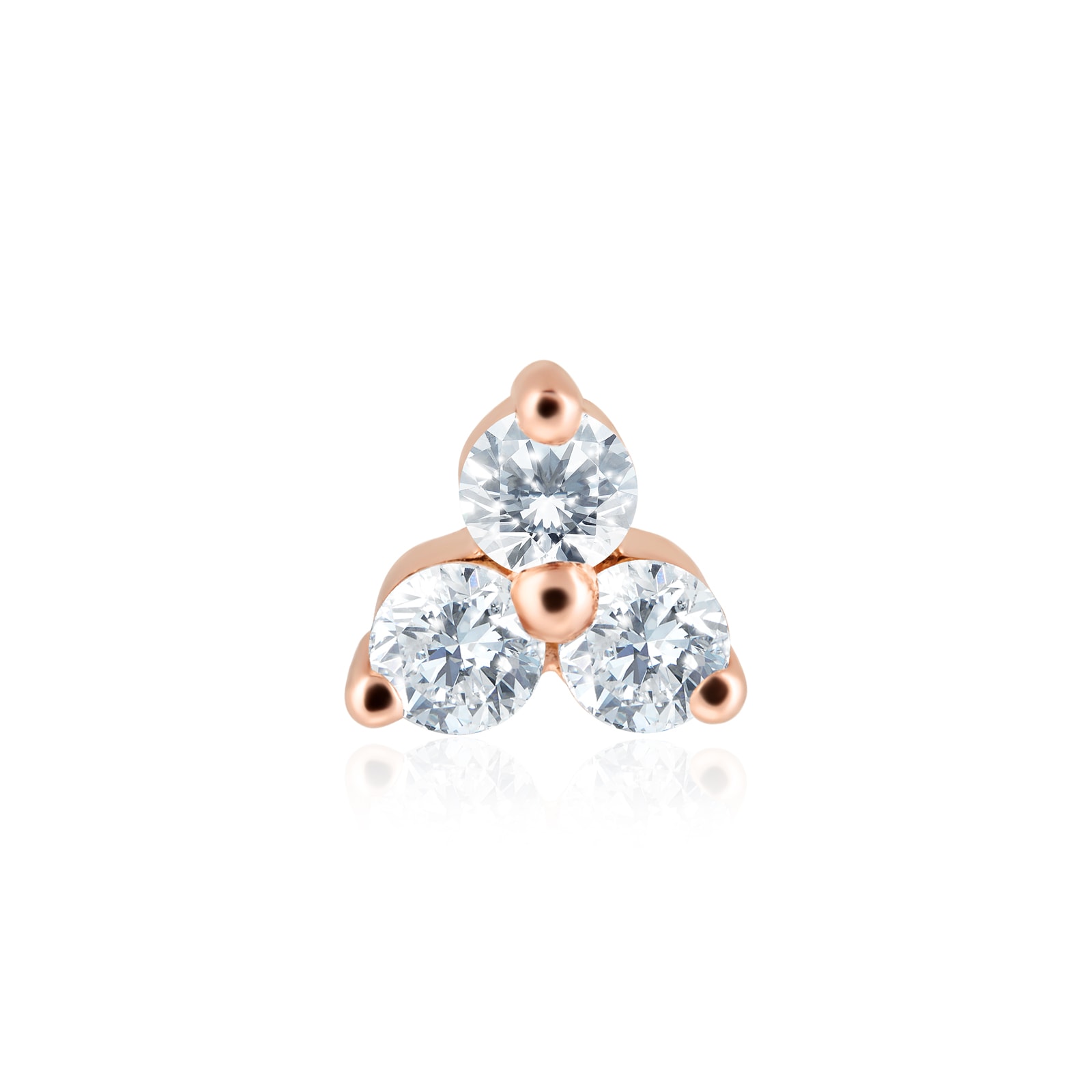 Maria Tash 18ct Rose Gold 0.10ct Diamond Trinity Single Traditional Stud Earring Maria Tash 18ct Rose Gold 0.10ct Diamond Trinity Single Traditional Stud Earring