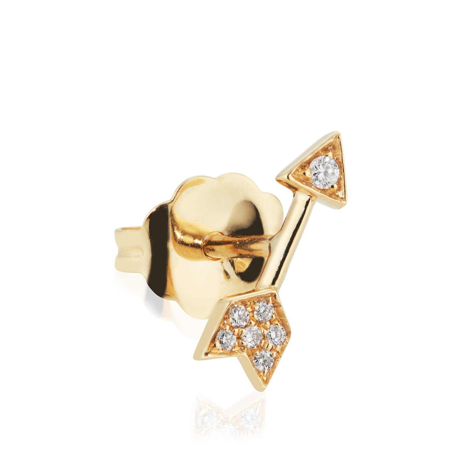 18ct Yellow Gold Arrow 0.02ct Diamond Single Traditional Stud Earring