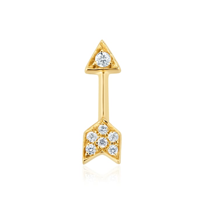 Maria Tash 18ct Yellow Gold Arrow 0.02ct Diamond Single Traditional Stud Earring