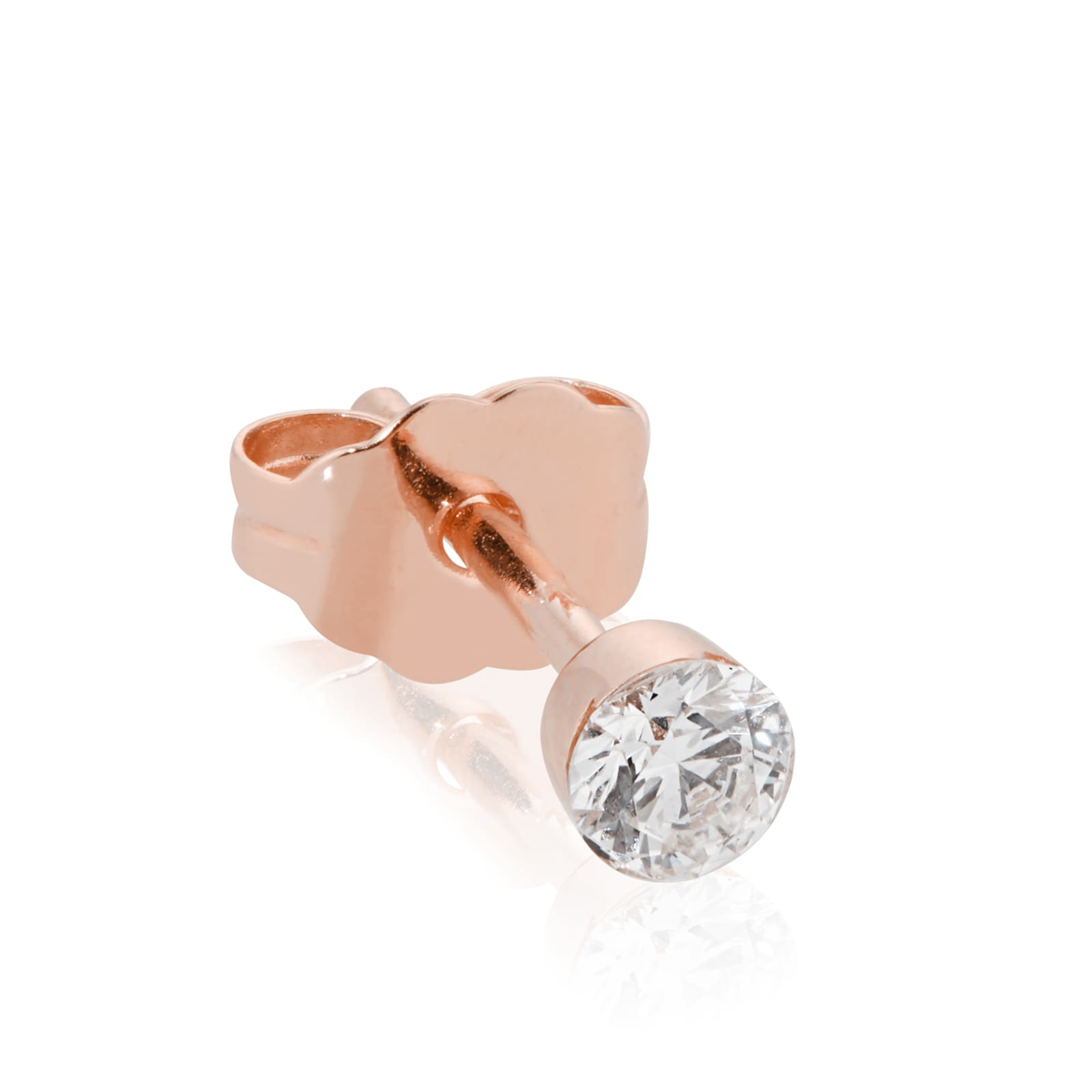 18ct Rose Gold Invisible Set 0.10ct Diamond Single Traditional Stud Earring image