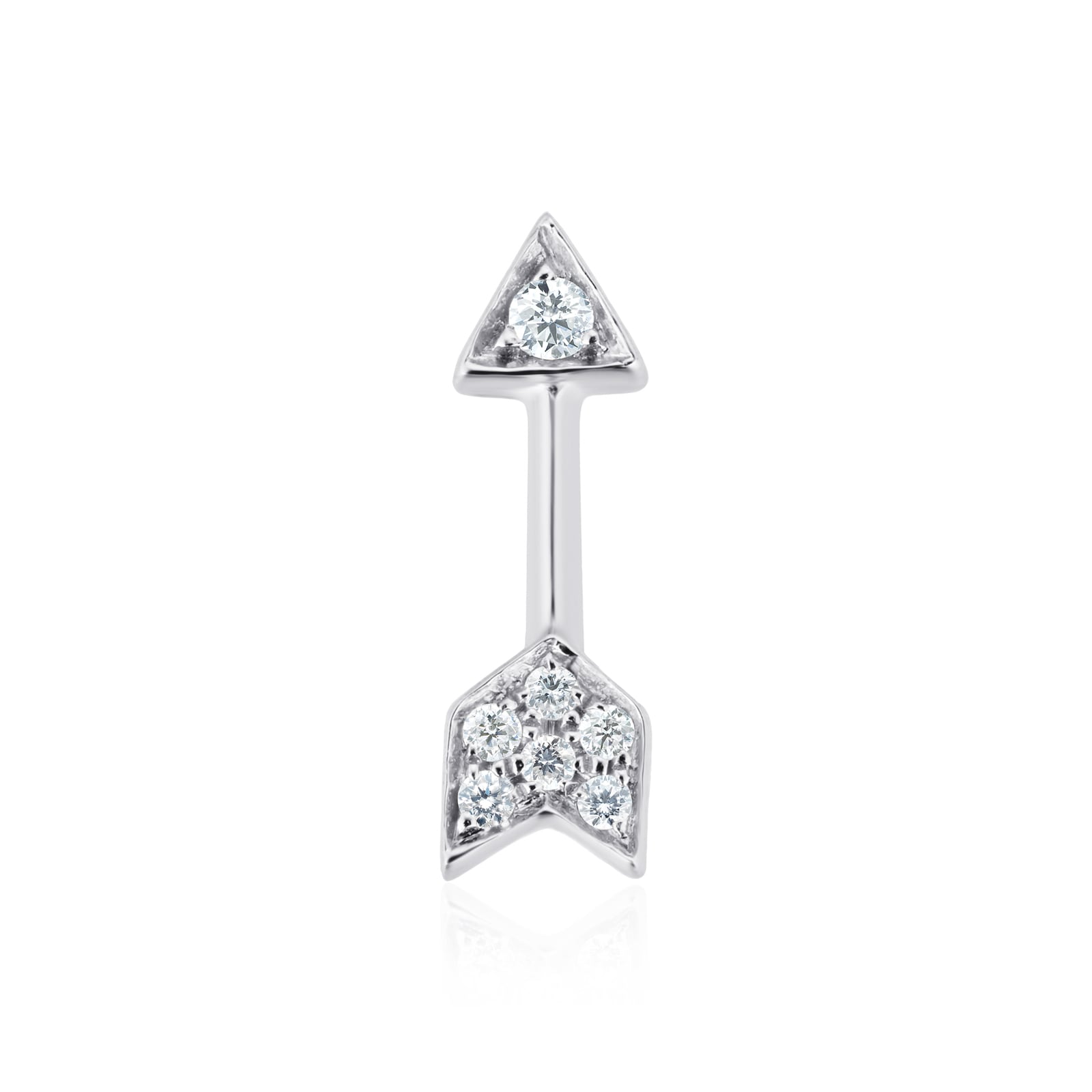 18ct White Gold 0.02ct Diamond Arrow Single Traditional Stud Earring