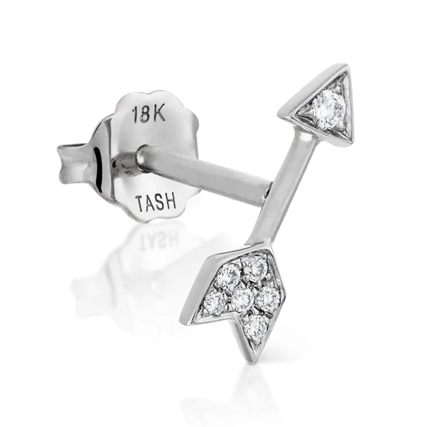 Maria Tash 18ct White Gold 0.02ct Diamond Arrow Single Traditional Stud Earring