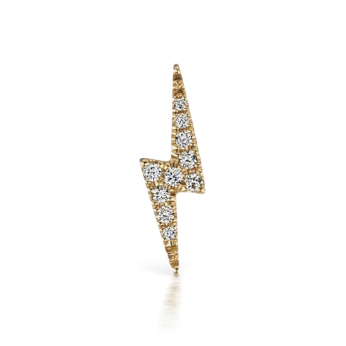 Maria Tash 18ct Yellow Gold 0.02ct Diamond Lightning Bolt Single Traditional Stud Earring