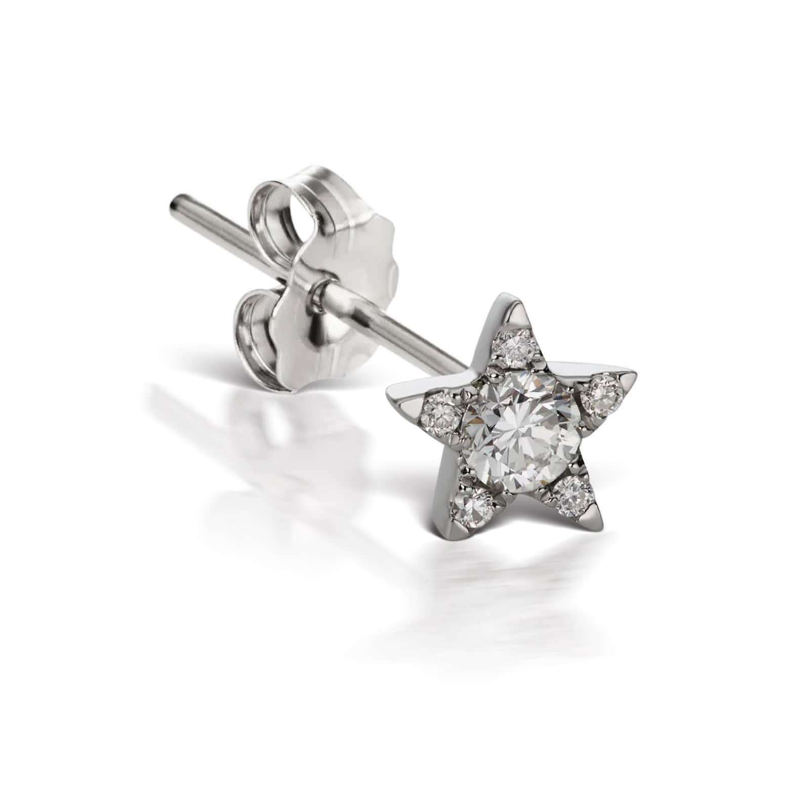 Maria Tash 18ct White Gold 0.12ct Diamond Star Single Traditional Stud Earring