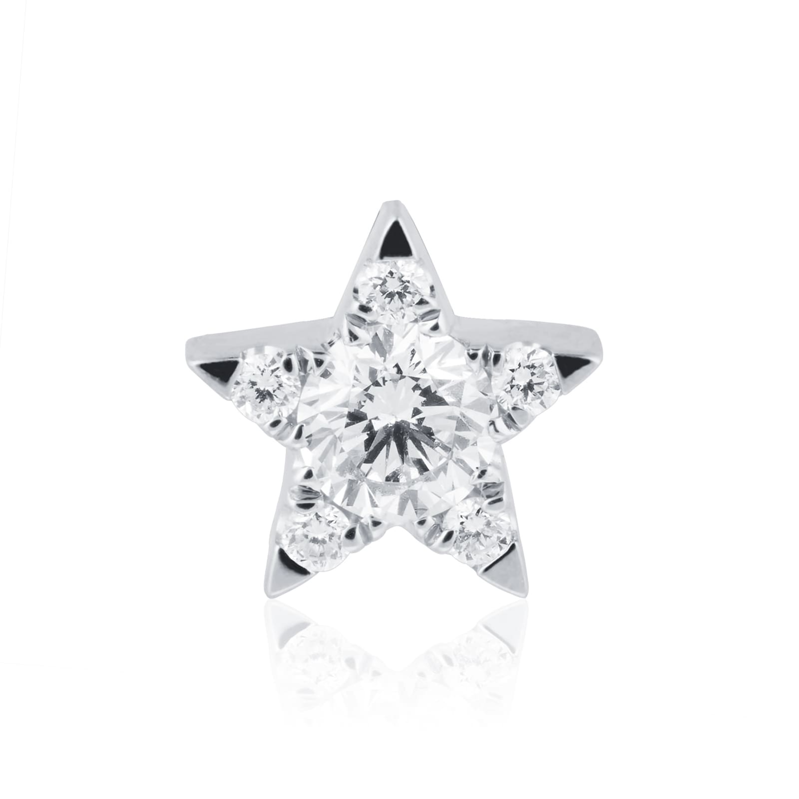 Maria Tash 18ct White Gold 0.12ct Diamond Star Single Traditional Stud Earring