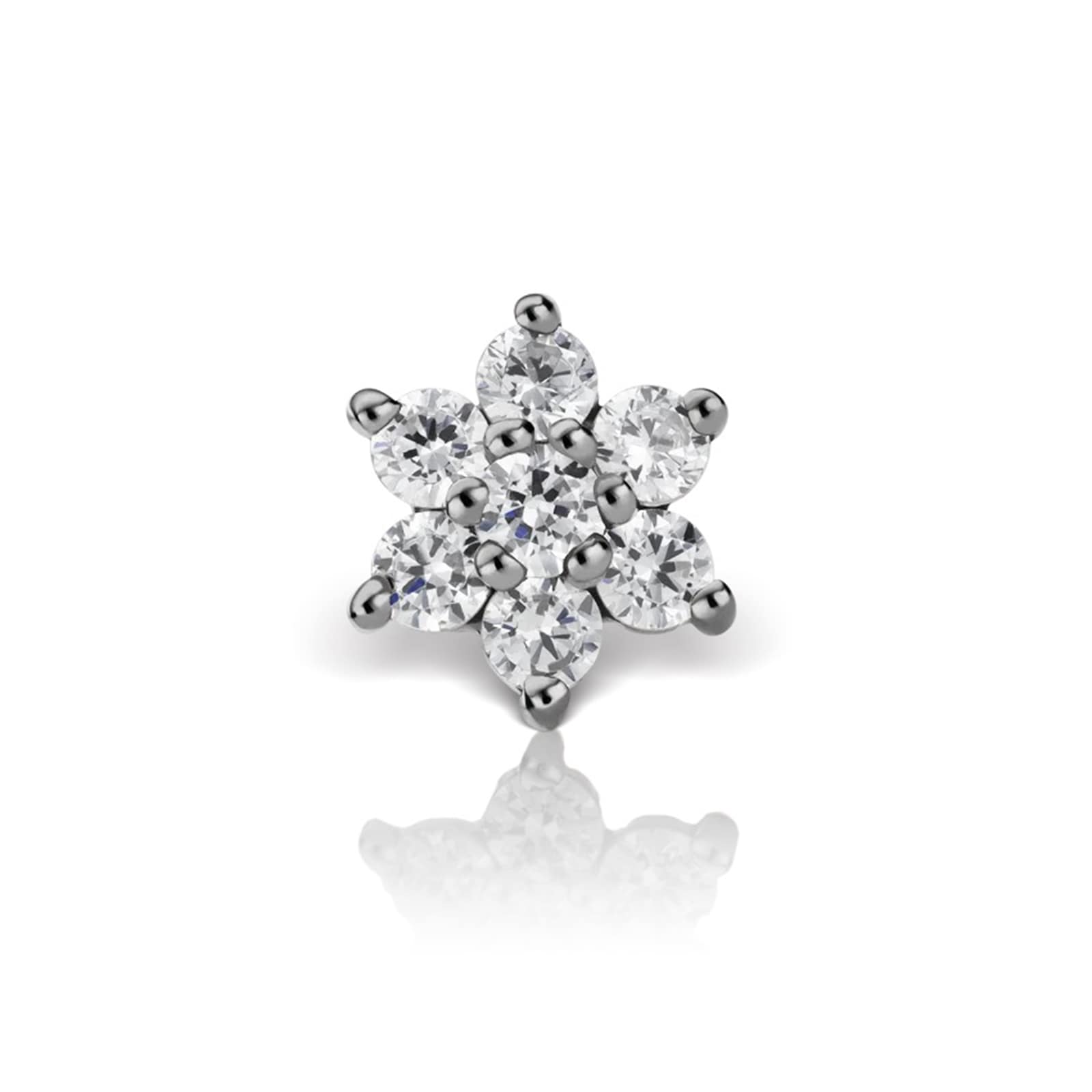 Maria Tash 18ct White Gold 0.09ct Diamond Flower Single Traditional Stud Earring