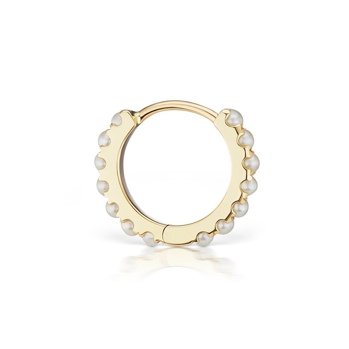 Maria Tash 14ct Yellow Gold 8mm Pearl Eternity Single Hoop Earring