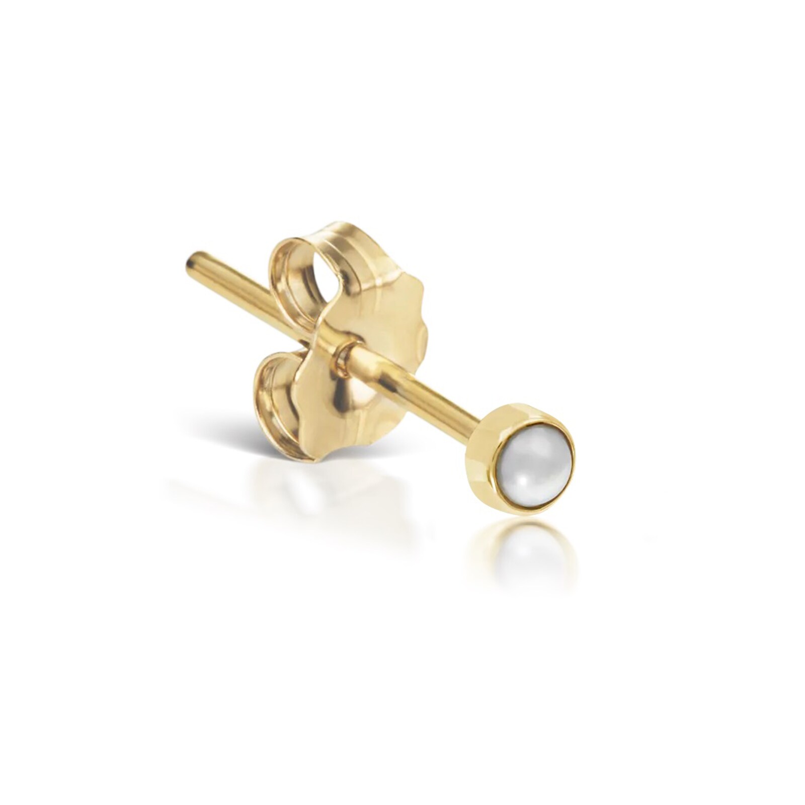 Maria Tash 14ct Yellow Gold 2mm Natural Pearl Single Traditional Stud Earring Maria Tash 14ct Yellow Gold 2mm Natural Pearl Single Traditional Stud Earring