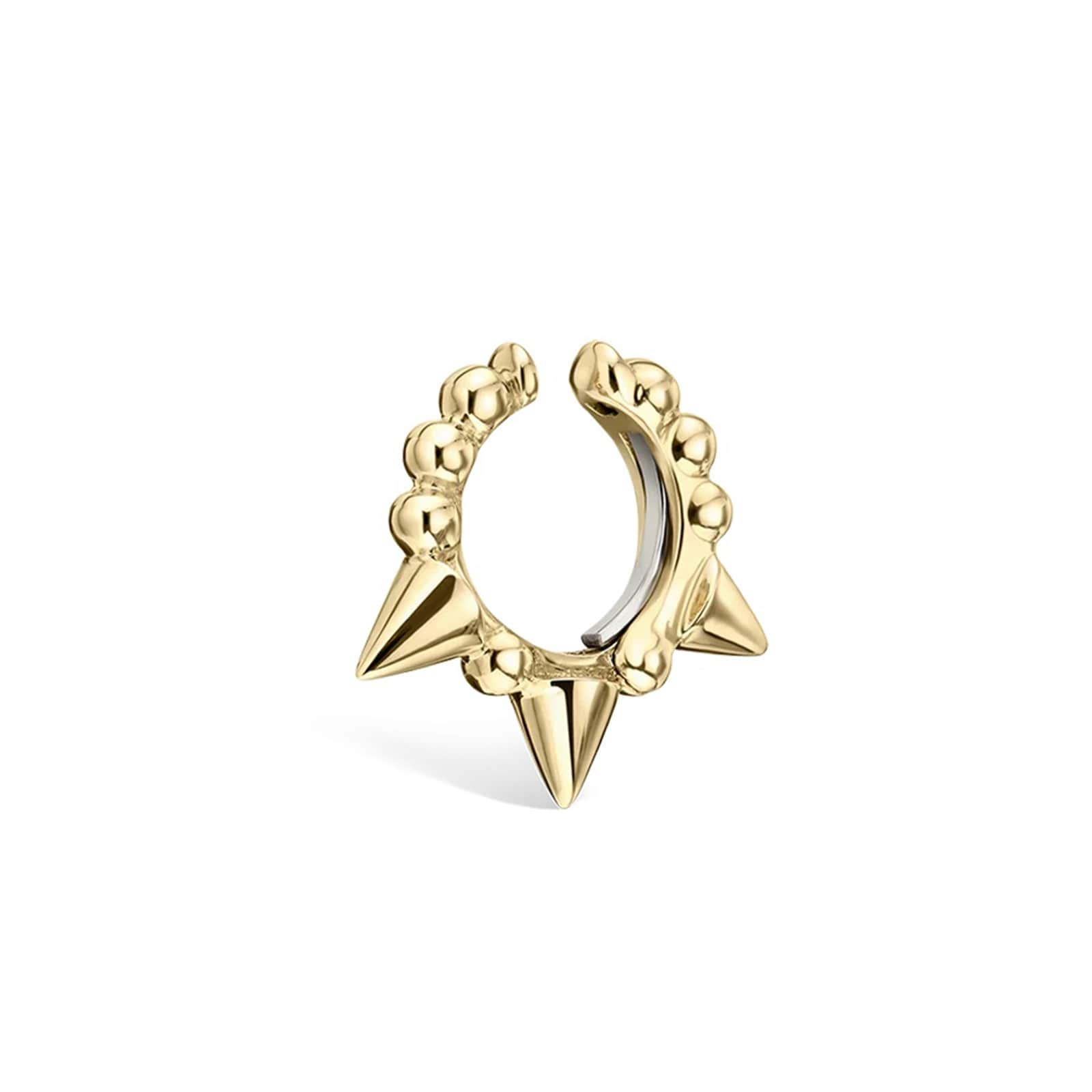 Maria Tash 14ct Yellow Gold 8mm Granulated Triple Short Spike Ear Cuff