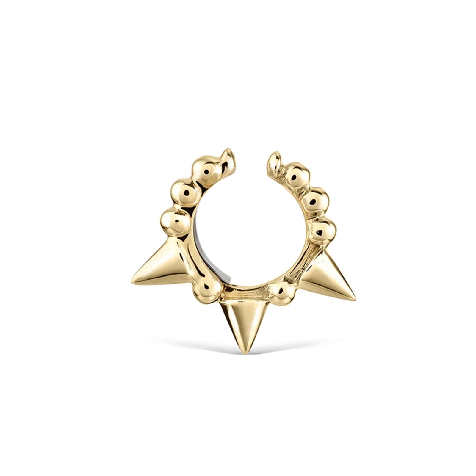 Maria Tash 14ct Yellow Gold 8mm Granulated Triple Short Spike Ear Cuff