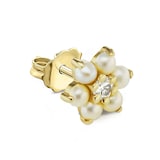 Maria Tash 18ct Yellow Gold 7mm Pearl 0.04ct Diamond Flower Traditional Stud Earring