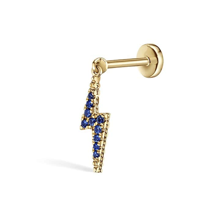 Maria Tash 18ct Yellow Gold 0.04ct Diamond & Sapphire Single Threaded Stud Earring