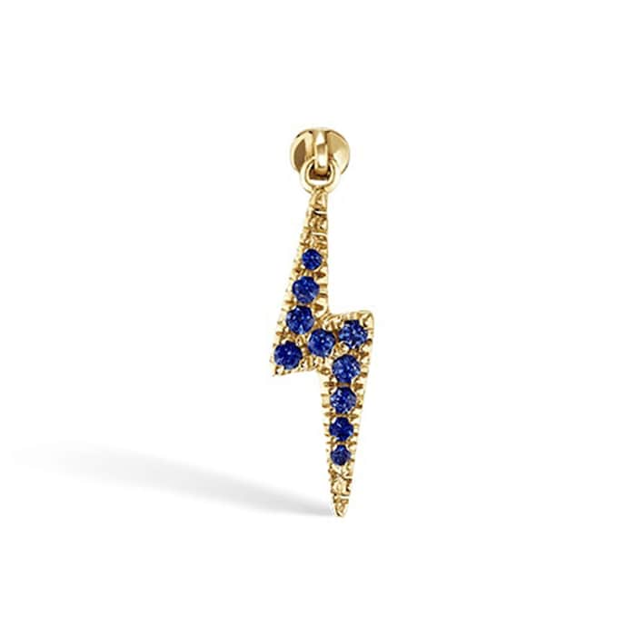 Maria Tash 18ct Yellow Gold 0.04ct Diamond & Sapphire Single Threaded Stud Earring