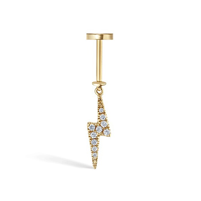 Maria Tash 18ct Yellow Gold 0.04ct Diamond & Sapphire Single Threaded Stud Earring