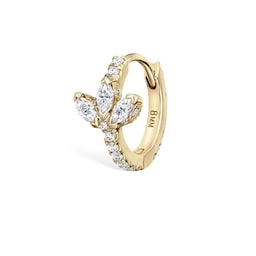 37910128 - 18ct Yellow Gold 8mm 0.22ct Diamond Lotus Eternity Single Hoop Earring