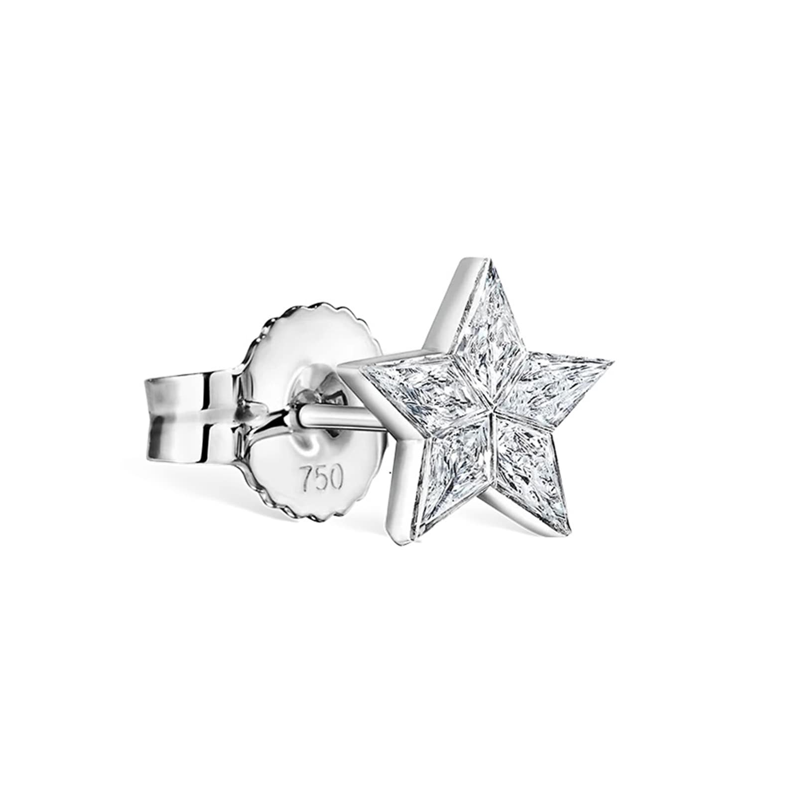 18ct White Gold 7mm Invisable Set 0.19ct Diamond Star Single Traditional Stud Earring image