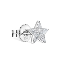 37910130 - 18ct White Gold 7mm Invisable Set 0.19ct Diamond Star Single Traditional Stud Earring