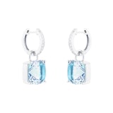 Kiki McDonough Kiki Classics 18ct White Gold, Cushion Cut Blue Topaz & 0.13cttw Diamond Detachable Hoop Earrings