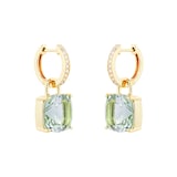 Kiki McDonough Kiki Classics 18ct Yellow Gold Cushion Cut Green Amethyst & 0.13cttw Diamond Detachable Hoop Earrings