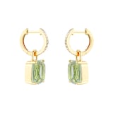 Kiki McDonough Kiki Classics 18ct Yellow Gold Cushion Cut Green Amethyst & 0.13cttw Diamond Detachable Hoop Earrings