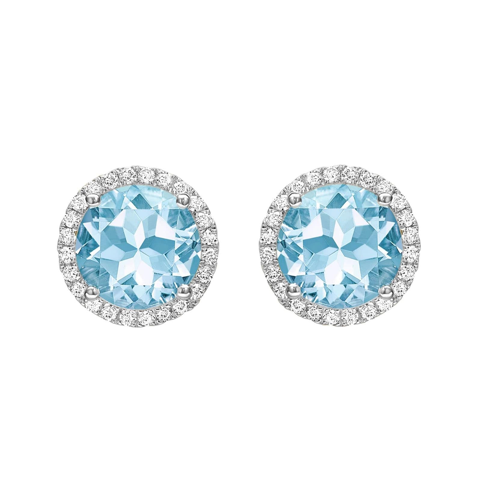 Grace 18ct White Gold, Blue Topaz & 0.19cttw Diamond Earrings