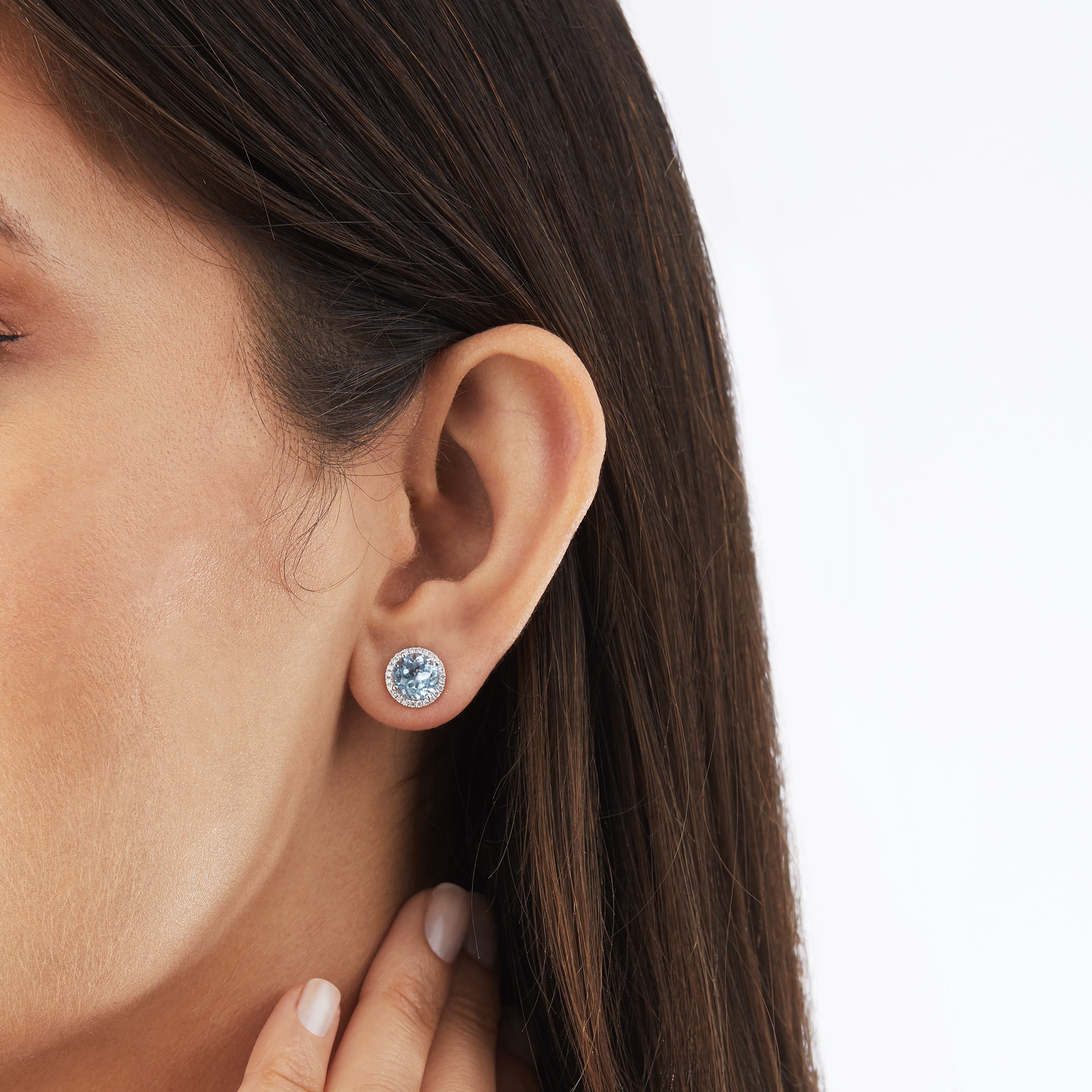 Kiki McDonough Grace 18ct White Gold, Blue Topaz & 0.19cttw Diamond Earrings  ERDGM0719 | Goldsmiths